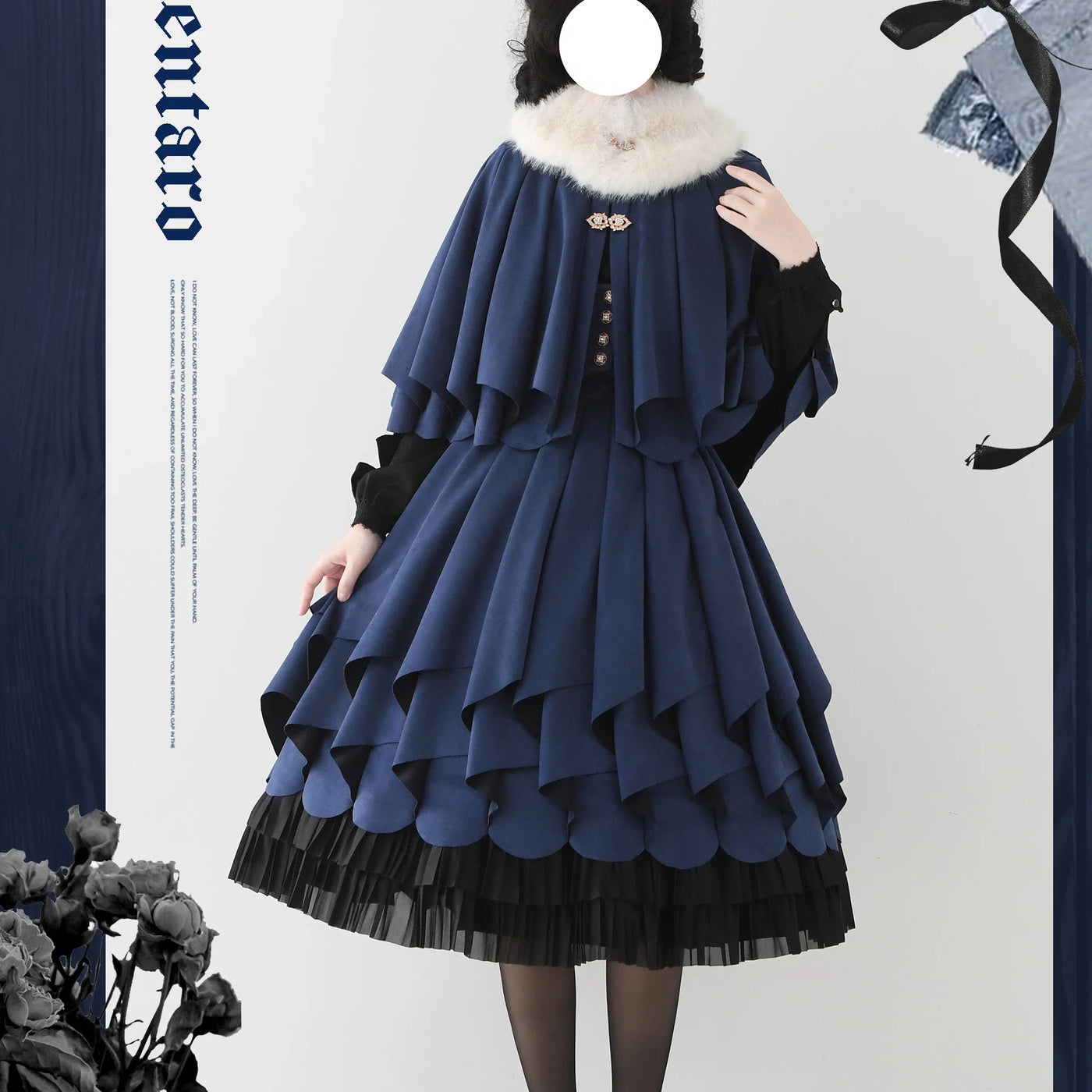 Sentaro - Molten Snowtop - Classic Lolita SK, Cape With Detachable Collar