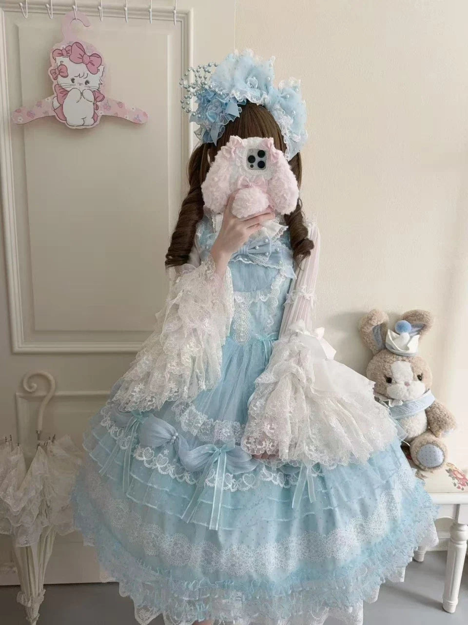 Sugar Girl - Sugar Knot - Sweet Lolita Chiffon JSK, Tiered Skirt, Doll-Like