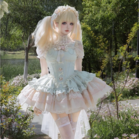 Zhijinyuan - Shimmering Dream - Jacquard JSK Dress with Bow Train - Green JSK + Back Bow Train / S