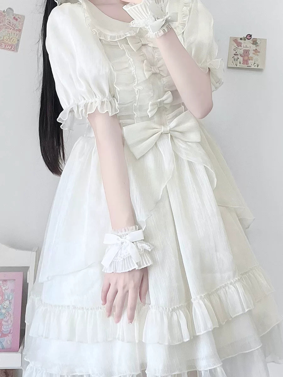 Floral Milk Cat - Bow Lace - Two-piece sleeve cuff set with lace bows