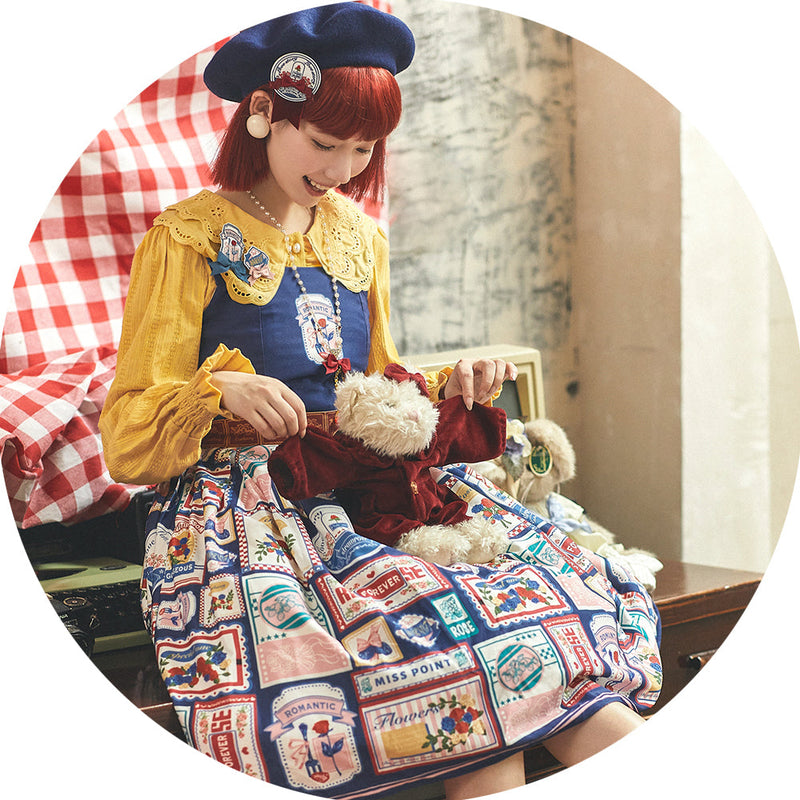 Miss Point - Strawberry Rose - Vintage American Casual Lolita Jumper Dress