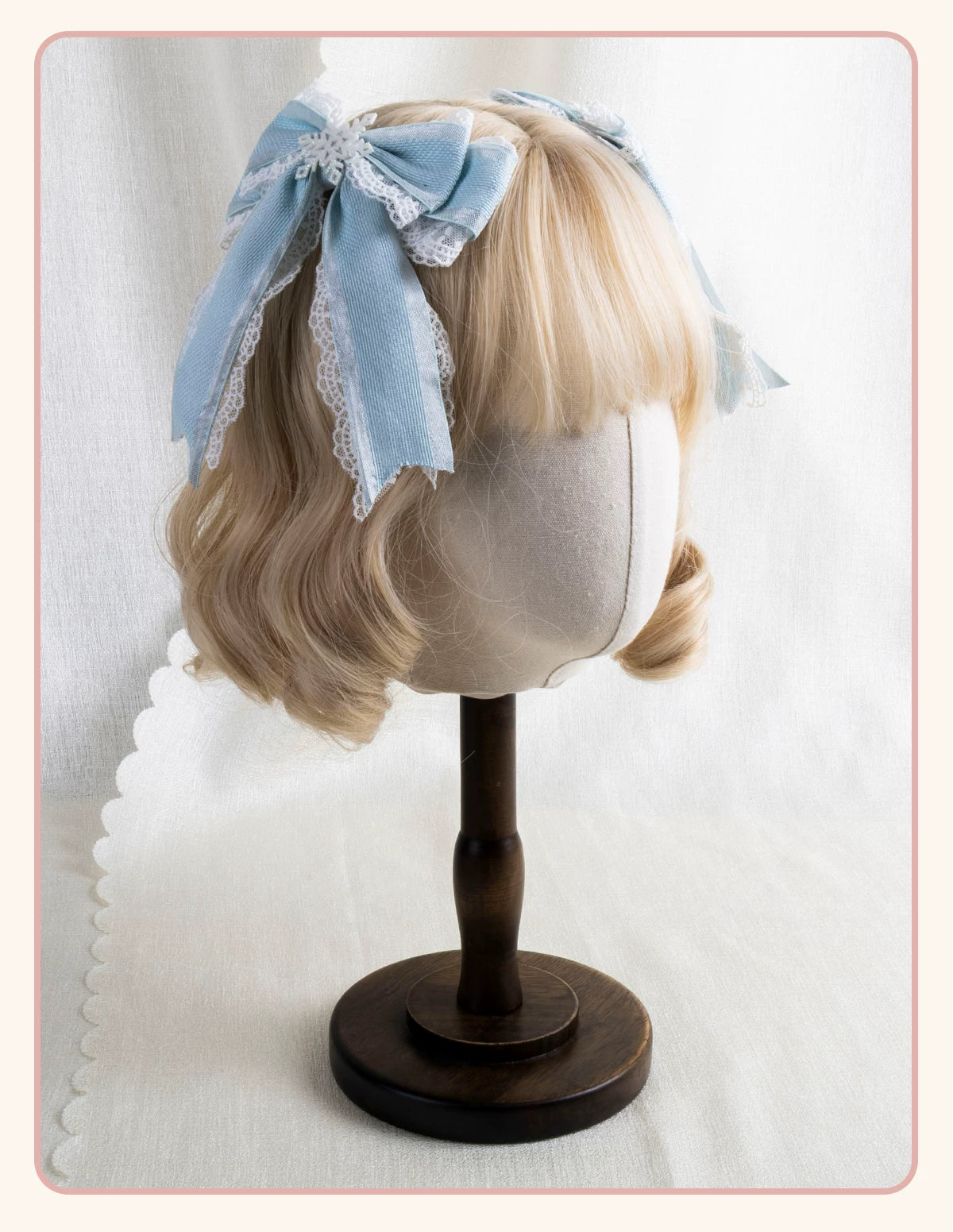 Stardust Rose - Christmas Lace - Lace Headwear with Layered Blue Bows