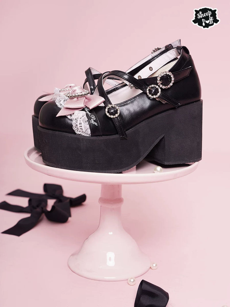 sheeppuff Showa Lace Platform Shoes