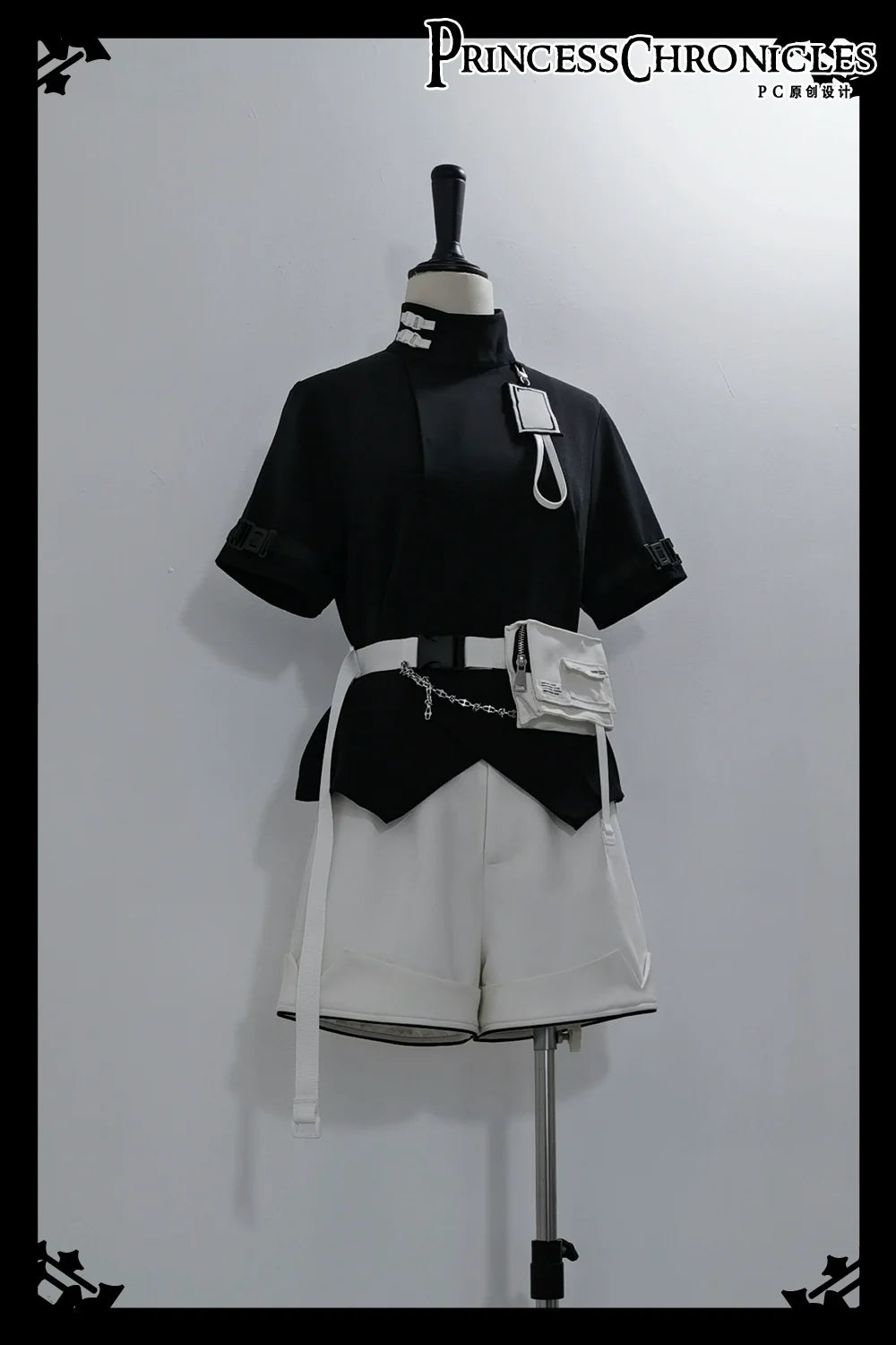 White Cat - Futuristic Style Cool Lolita Pants Suit With Cat Ear Coat S Top (a pair of cuffs + accessories)