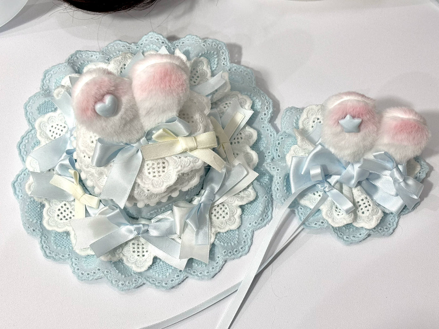 Cat Tart - Blue White Cake - Mini Top Hat with Rabbit Ears