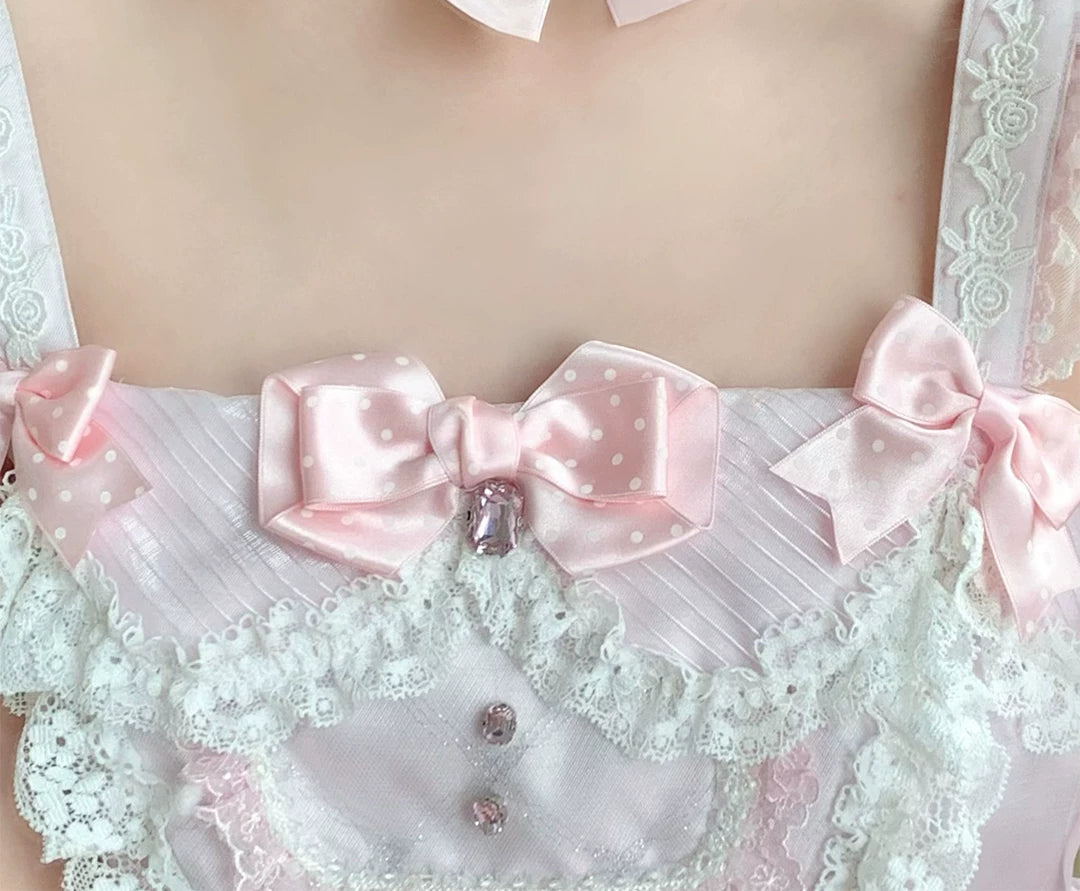 roji roji - Sweetheart Ribbon - Choker with Lace Trim and Satin Bows