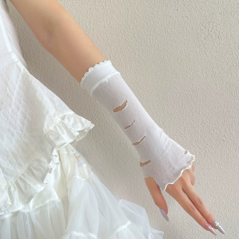 Sock Noble - Dopamine Candy Colour - Arm Sleeve Gloves with distressed cutouts
