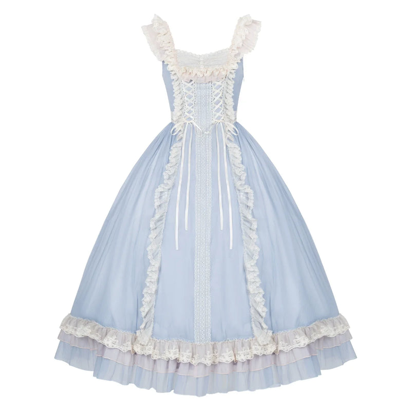 Island Diary - Classic Lolita Flutter Sleeve JSK Dress, Ruffled Lace (L M S) 45533:855170