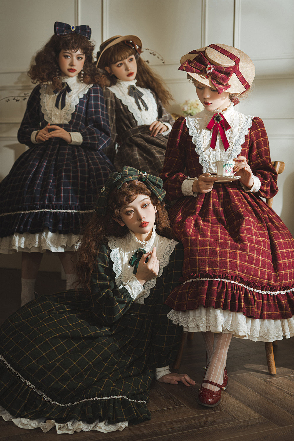 Miss Point - Rose Silhouette 3.0 - Plaid Vintage Classic Lolita OP