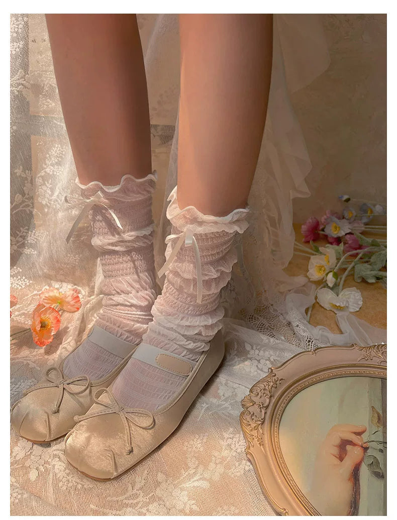Sock Noble - Sheer mid-calf socks - With frilled