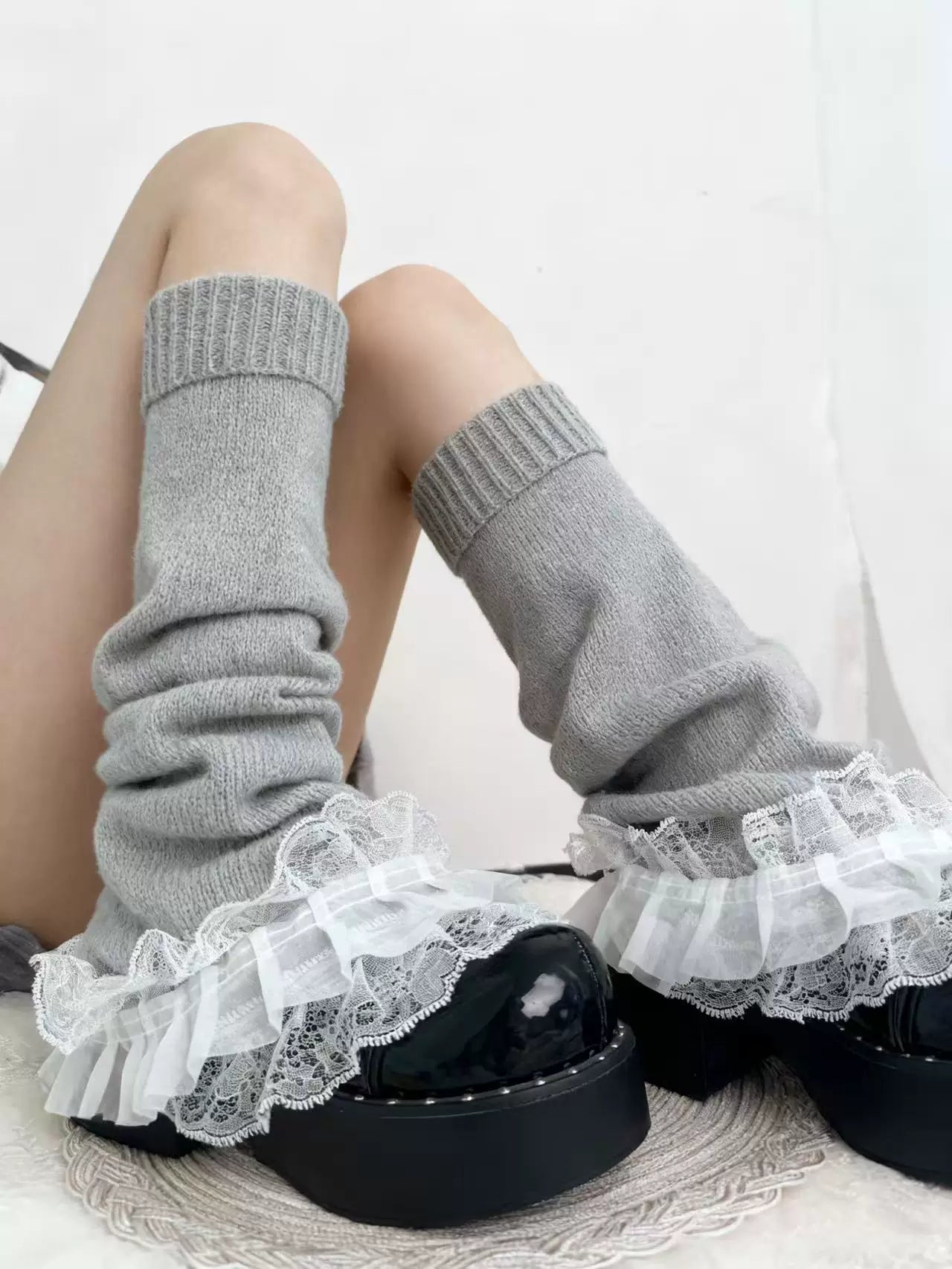 Fantasy Doll - Stacked Lace - Lace-Trimmed Leg Warmers with Ruffled Cuffs