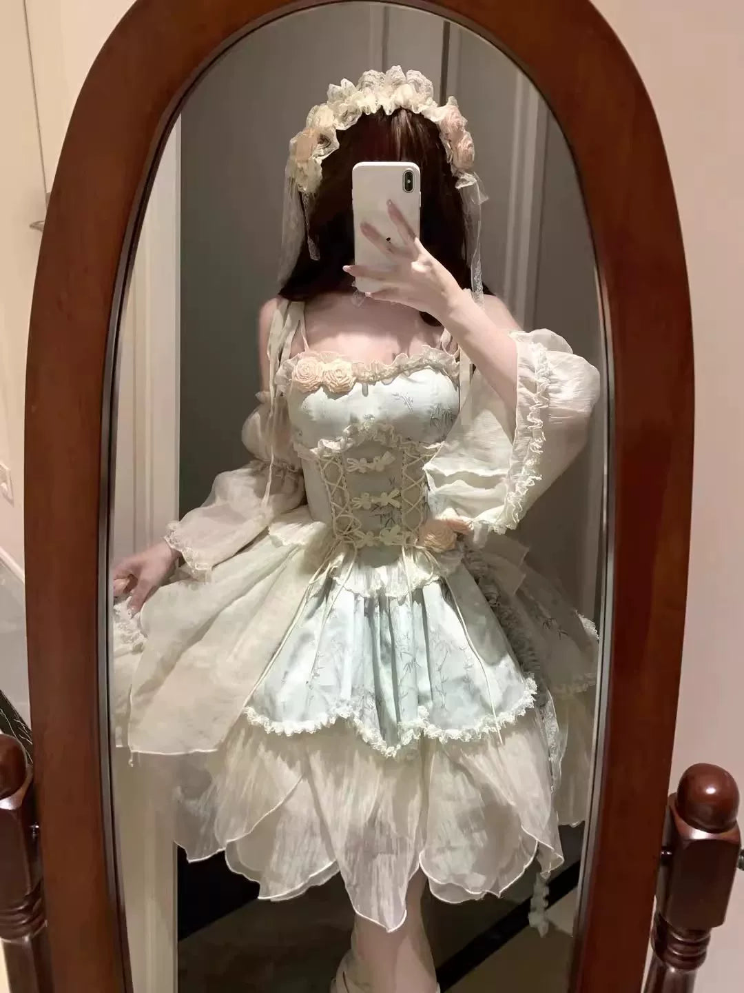 Creamy - Bamboo Print Sweet Lolita Dress - Green Lolita dress