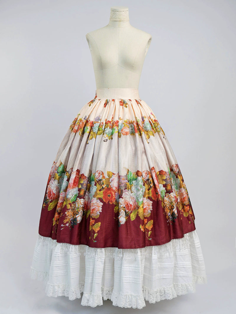 LACE GARDEN - Rainy Season Garden - Blouse and Full Skirt Set with Lace Yoke