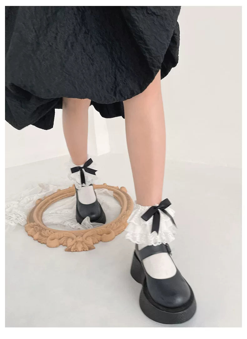 Sock Noble - Bow Lace - Short Socks with Lace Cuffs