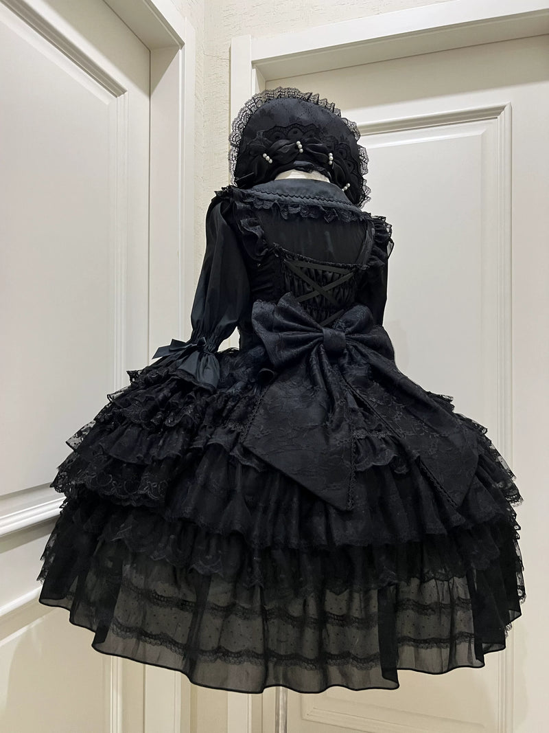 White Sugar Girl - Dream Prelude - Doll-Style JSK Dress with Layered Lace Ruffles - option image