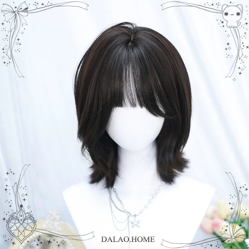 Dalao Home - Daily Short Lolita Wig With - French-Style Shoulder-Length Wavy Wig