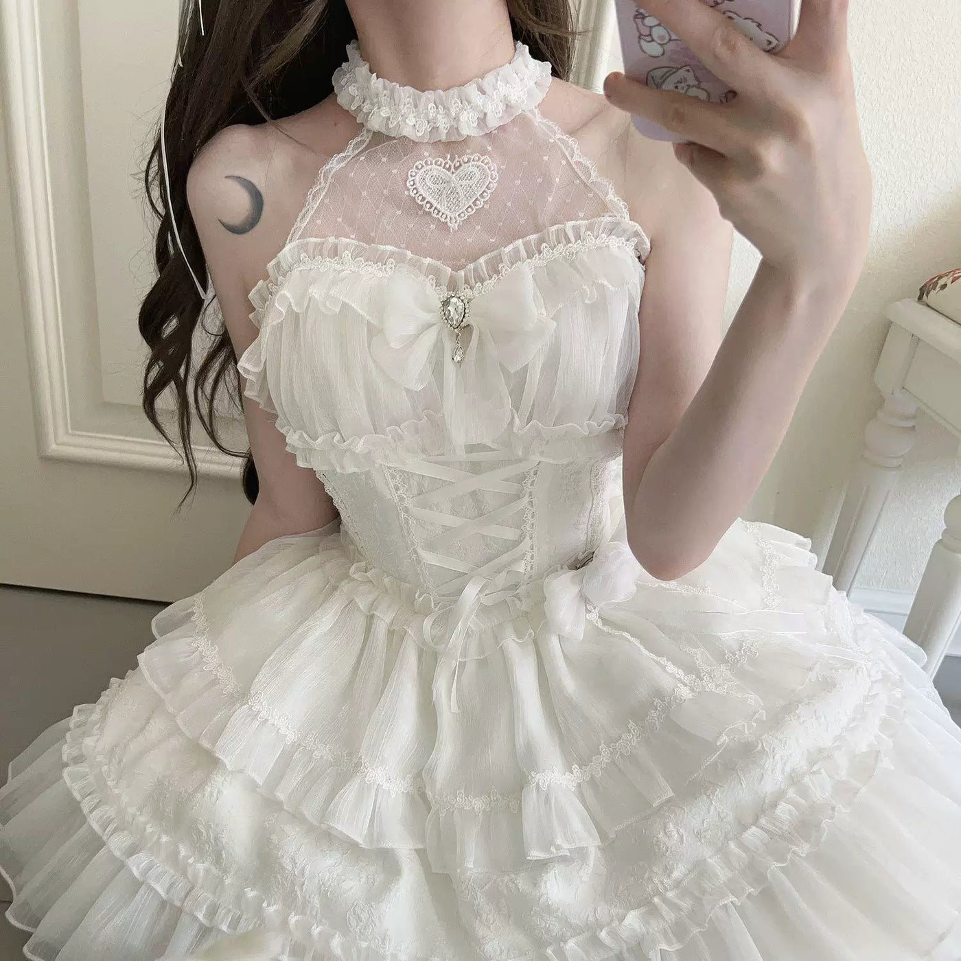Sweetheart Dream Machine - Freesia Reverie - Halter neck OP dress with a heart detail