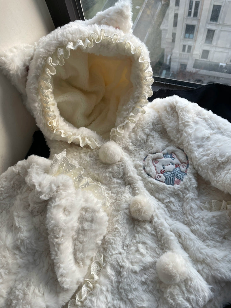 KUMA Studio Embroidered Curly-Plush Animal-Ear Jacket — additional product view