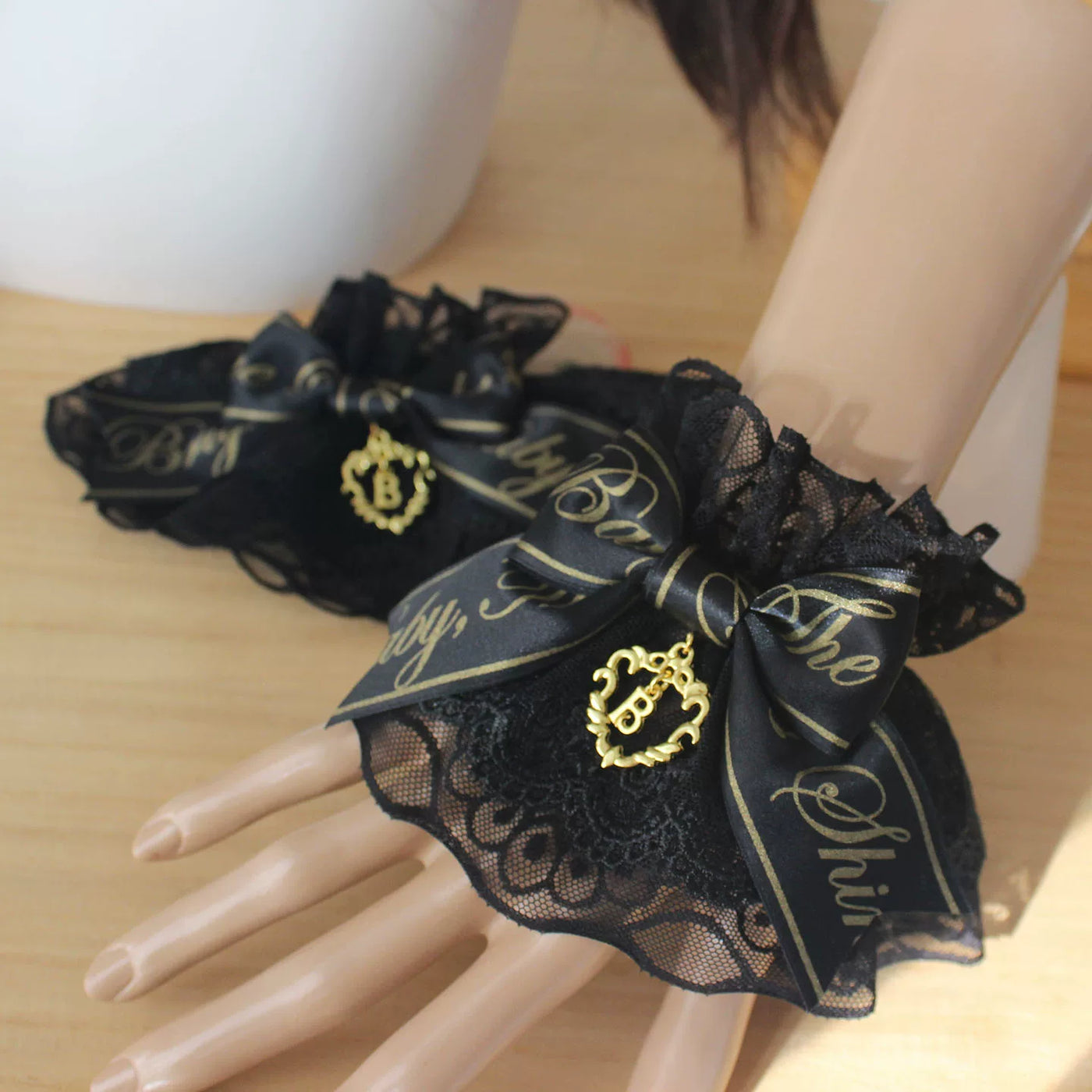 Deer Girl Handmade - 18th Anniversary Dream Bow - Black-and-Gold Headwear and Accessory Selection with Ruffled Details