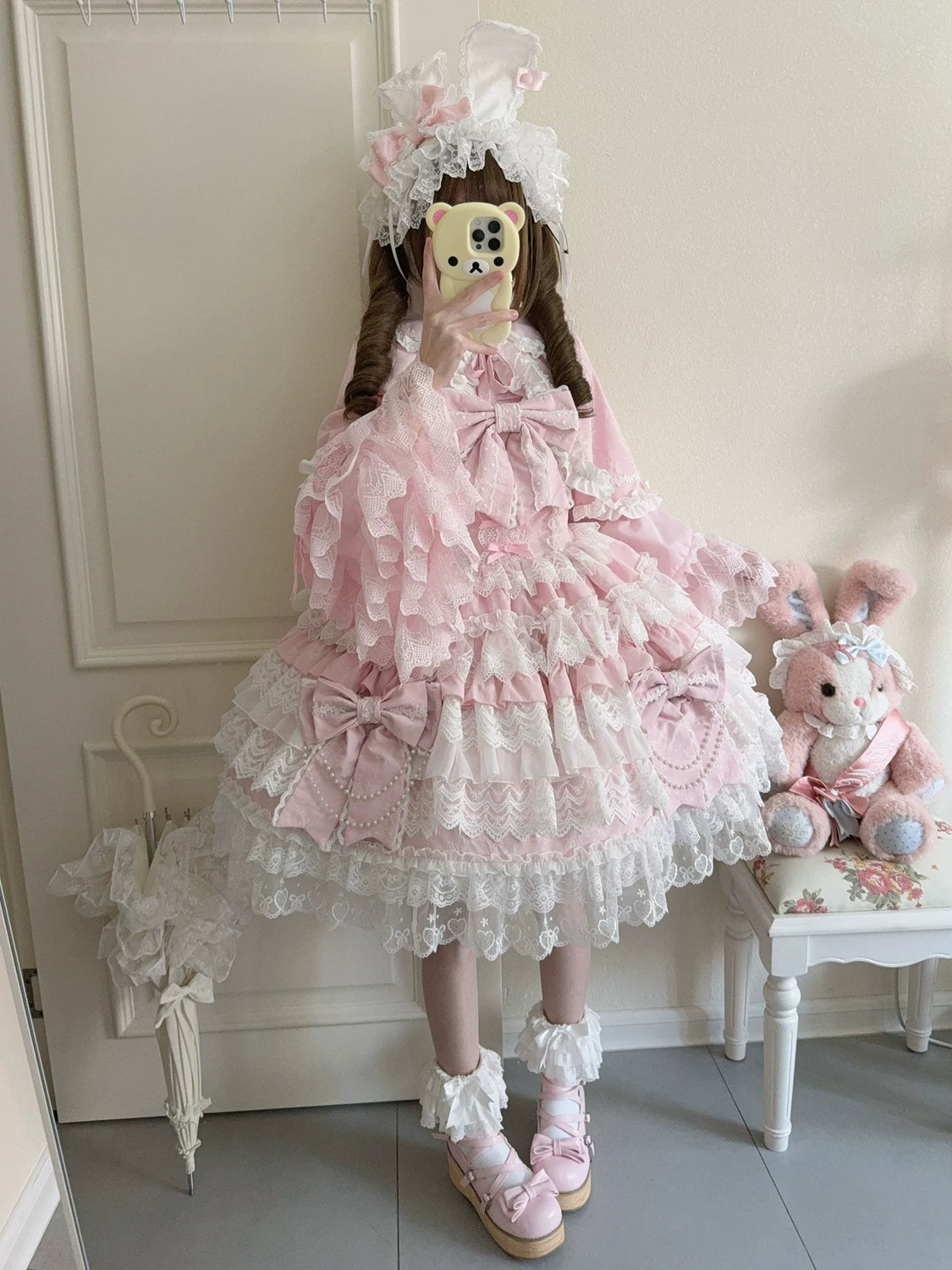 Lady Han Cross Heart Knot Sweet JSK dress by Lolita Fetch, featuring a charming cross heart knot design and elegant silhouette.