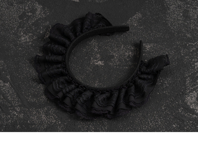Strange Sugar - Gothic Lolita Lace Black Headband - Headwear