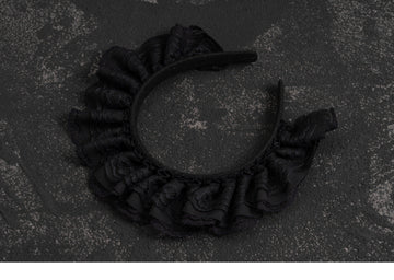 Strange Sugar - Gothic Lace - Black Gothic Lolita headband with ruffled lace trim