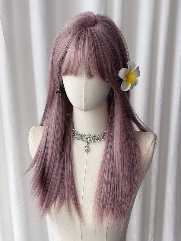 Violet grey-purple long straight full wig - view 1