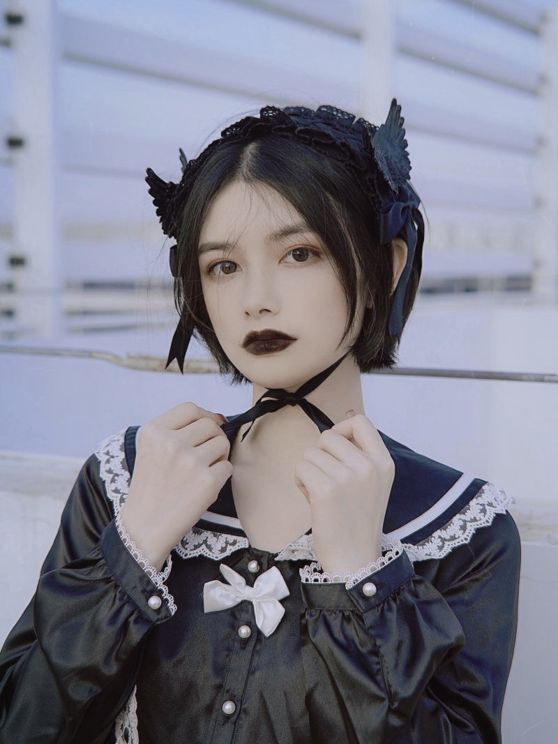 Strange Sugar - Black Wings Halloween Goth Lolita - Hairband Headwear