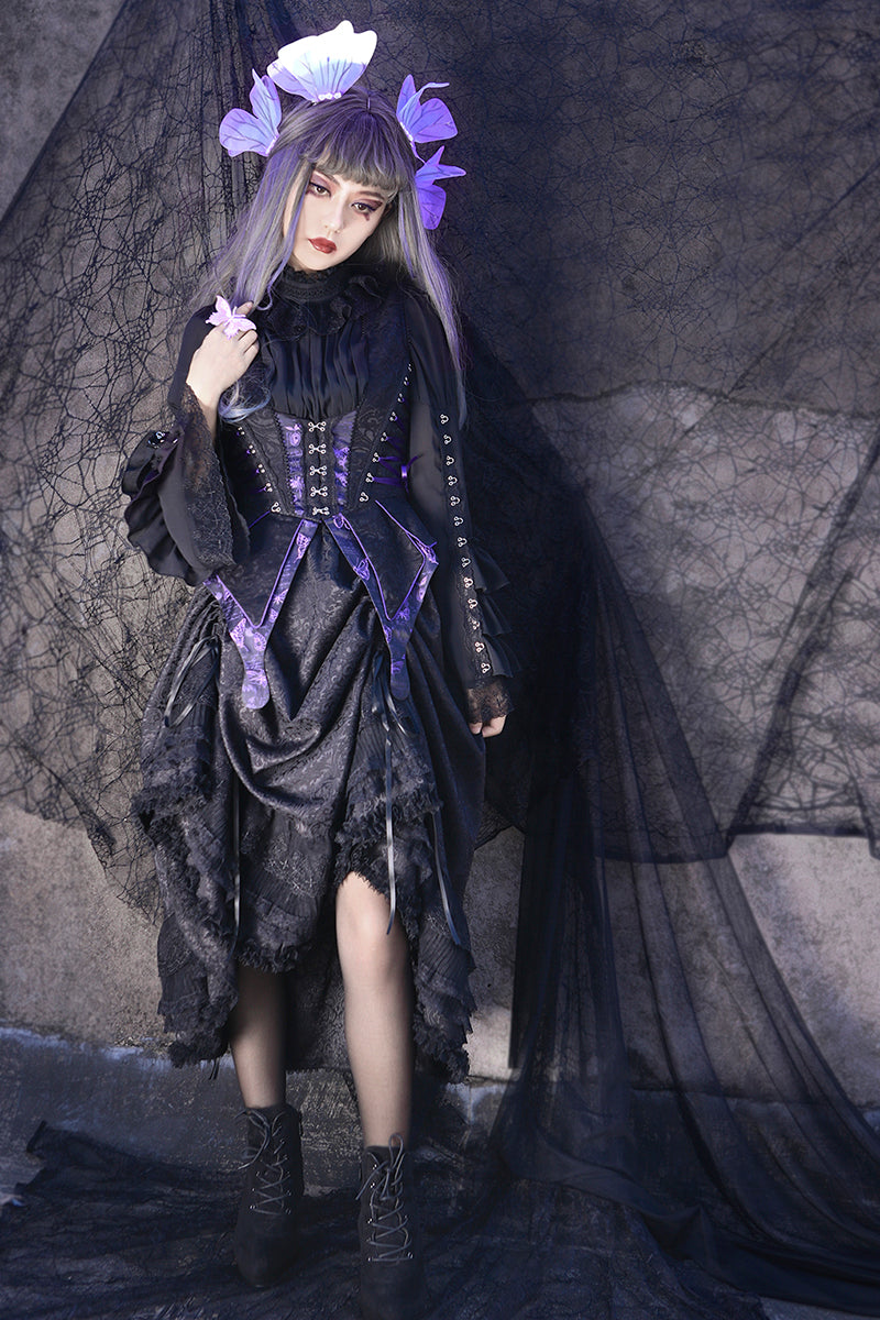 MILU ORIG - Herbarium - Gothic Lolita Skirt Set with Butterfly-Print Vest - product detail 2