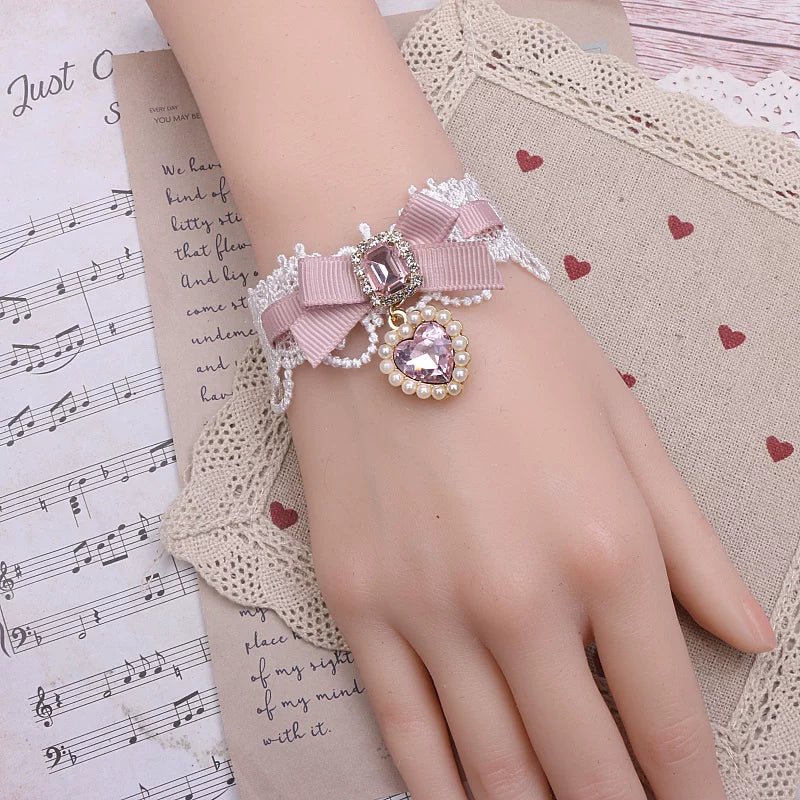 Independent Brand - Heart Pearl Bow - Necklaces, Bracelets and Collars with Heart Charms