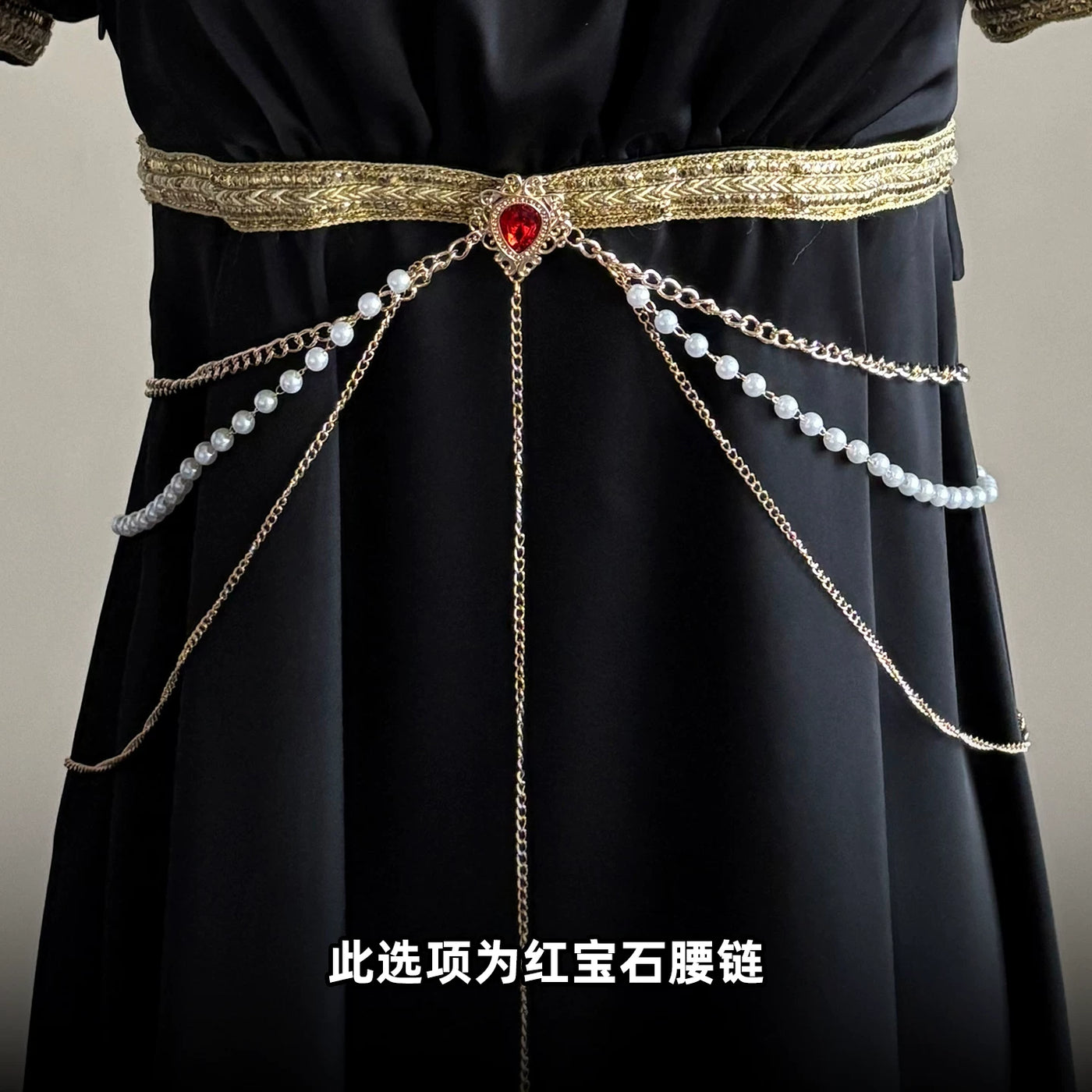 Moon Lily - Luminous Gemstone - Satin Empire Waist Dress with Ruched Neckline – detail view 11