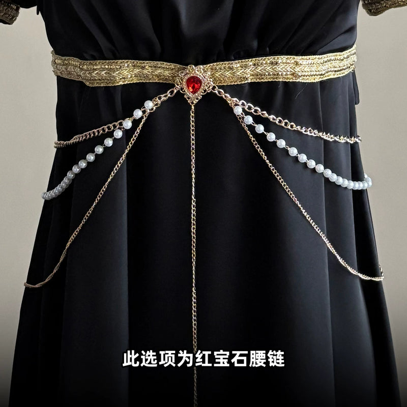 Moon Lily - Luminous Gemstone - Satin Empire Waist Dress with Ruched Neckline – detail view 11