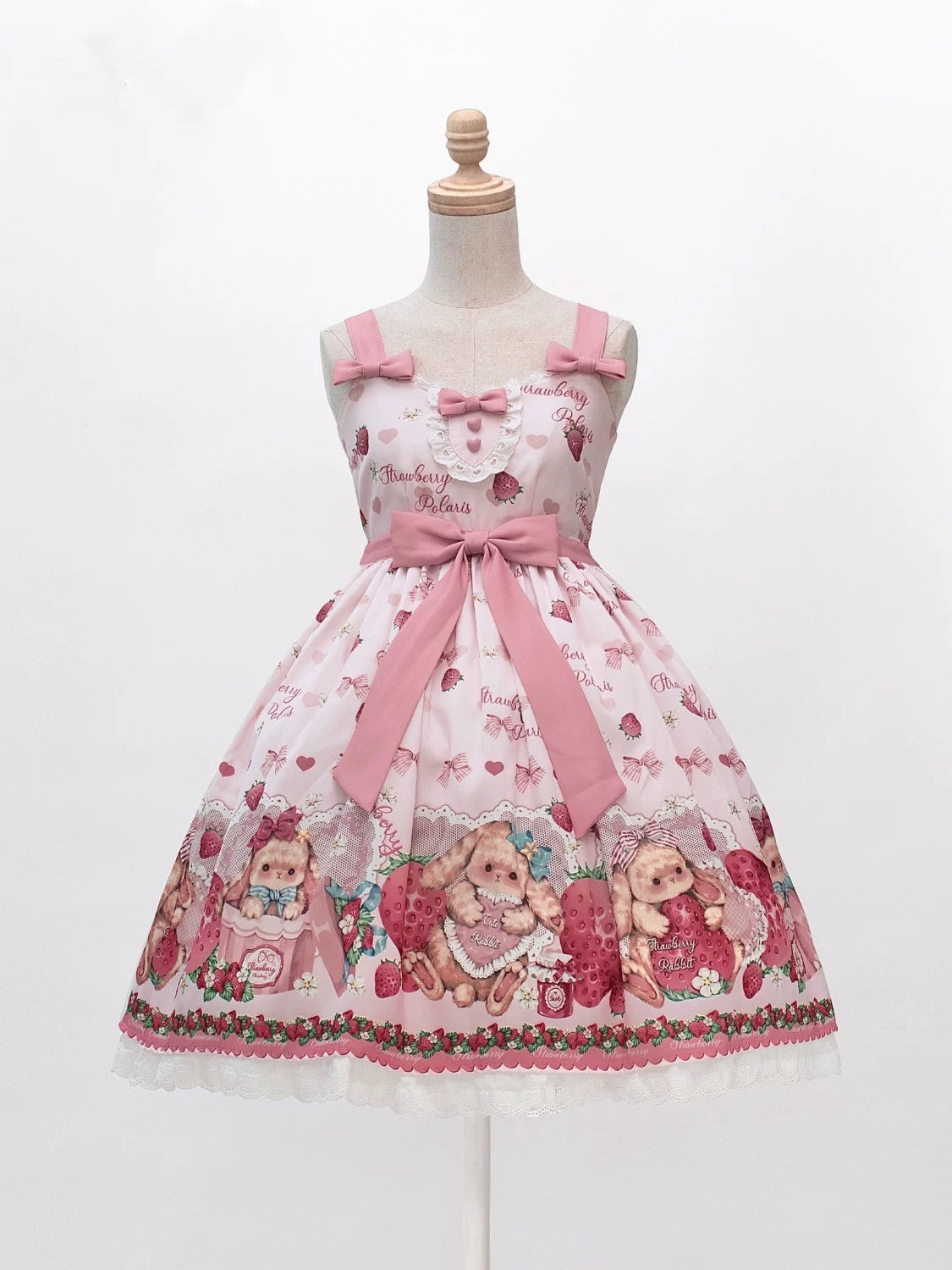 Sweetheart Dream Machine - Rabbit Strawberry Gift Box - Pink JSK Dress with a Rabbit-and-Strawberry Print