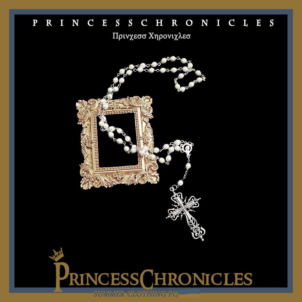 Gothic Lolita Cross Shaped Pearl Necklace necklace