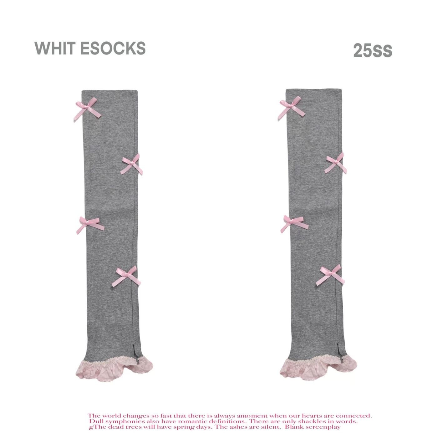 White Socks - Ribbon Bow Slouches - Bow-Trimmed Slouch Leg Warmers with Ruffled Hem