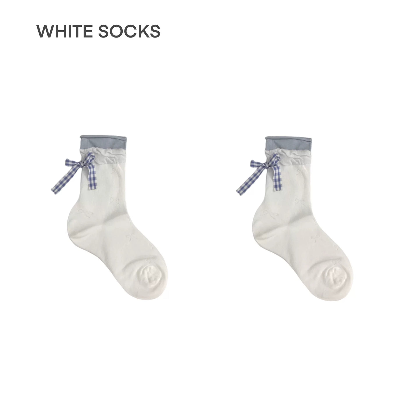 White Socks - Ballet Bow - Mesh Mid-Calf Socks with Bow Detail