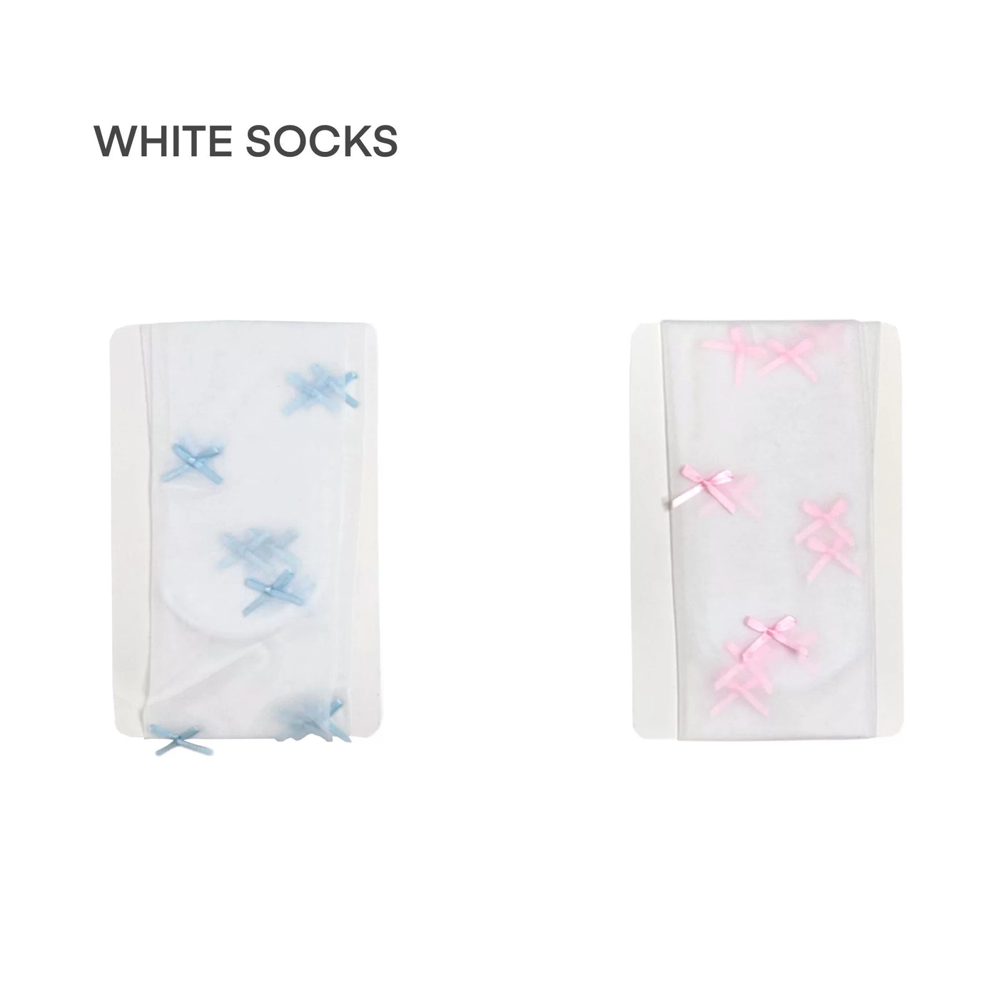 White Socks - Ballet Bow - Blue, White and Pastel Bow Tights with Lace Frills