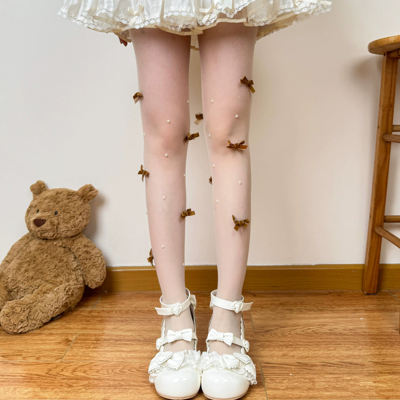 Chubby Bear Tales - Ballet Bow Collection - Tights with Decorative Bow and Motif Variations