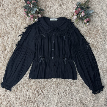 DMFS Lolita - Doll Collar - Peter Pan collar blouse with lace trim and detachable bows