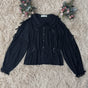 S / Black and white lace long sleeve