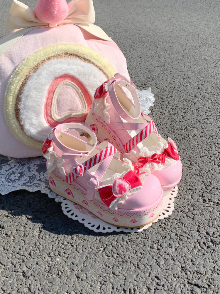 现货【草莓限定全色】厚底呲甜可爱甜美少女lolita鞋