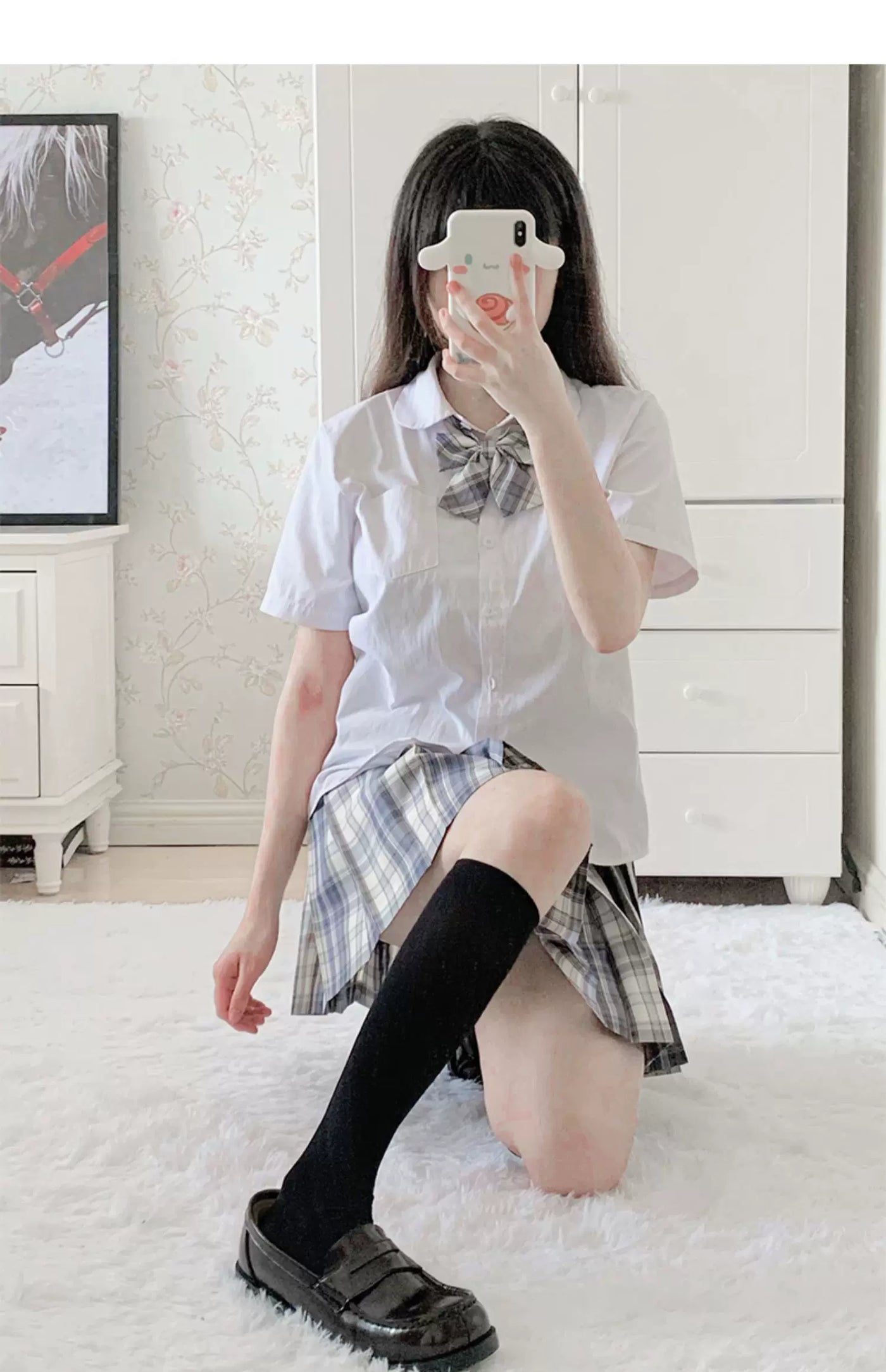 Floral Milk Cat - JK Basics - Calf Socks in 32 cm and 43 cm Lengths