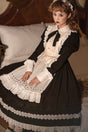 S / black long sleeve dress+apron+hairband+petticoat