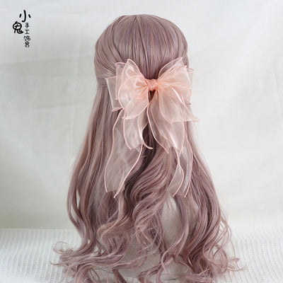 Xiaogui - Large Bowknot Sweet Lolita Headdress sweet pink fish mouth clip（8cm）