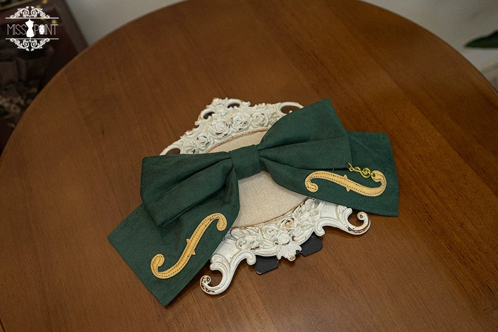 Golden Movement - Lolita Accessory Brooch Bow Tie KC Green Big Clip