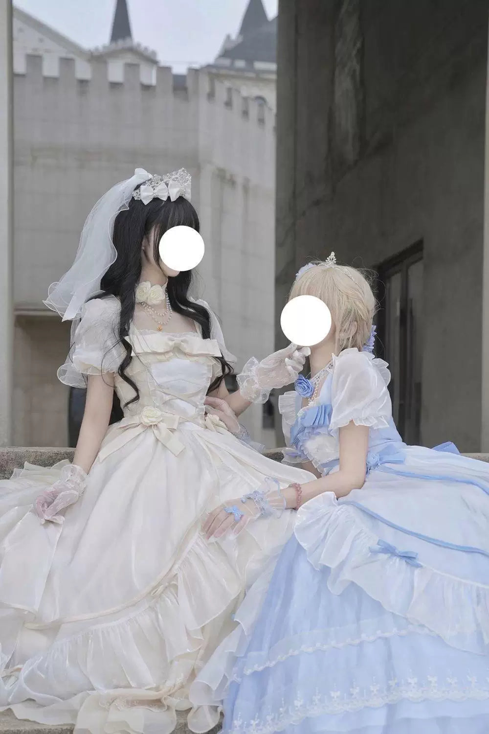 Sweetheart Dream Machine - Bridal Princess - Long Lolita Dress with Tiered Ruffles