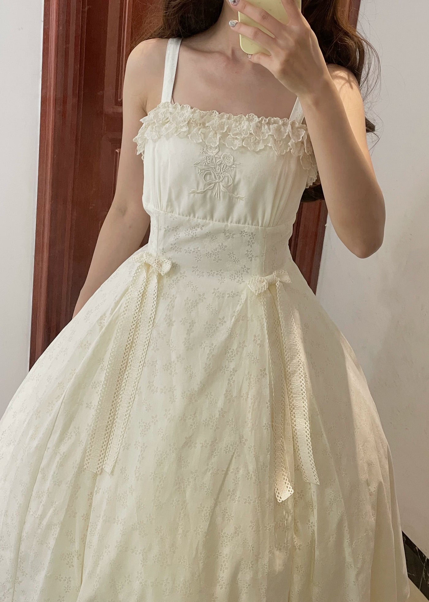 Pumpkin Planet - A Bunch of Spring Appointments - White JSK with Floral Burnout Embroidery