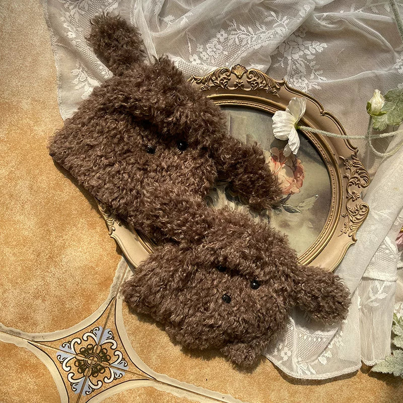 Sock Noble - Big-Eared Dog - Curly Plush Leg Warmers with Dog-Face Detail