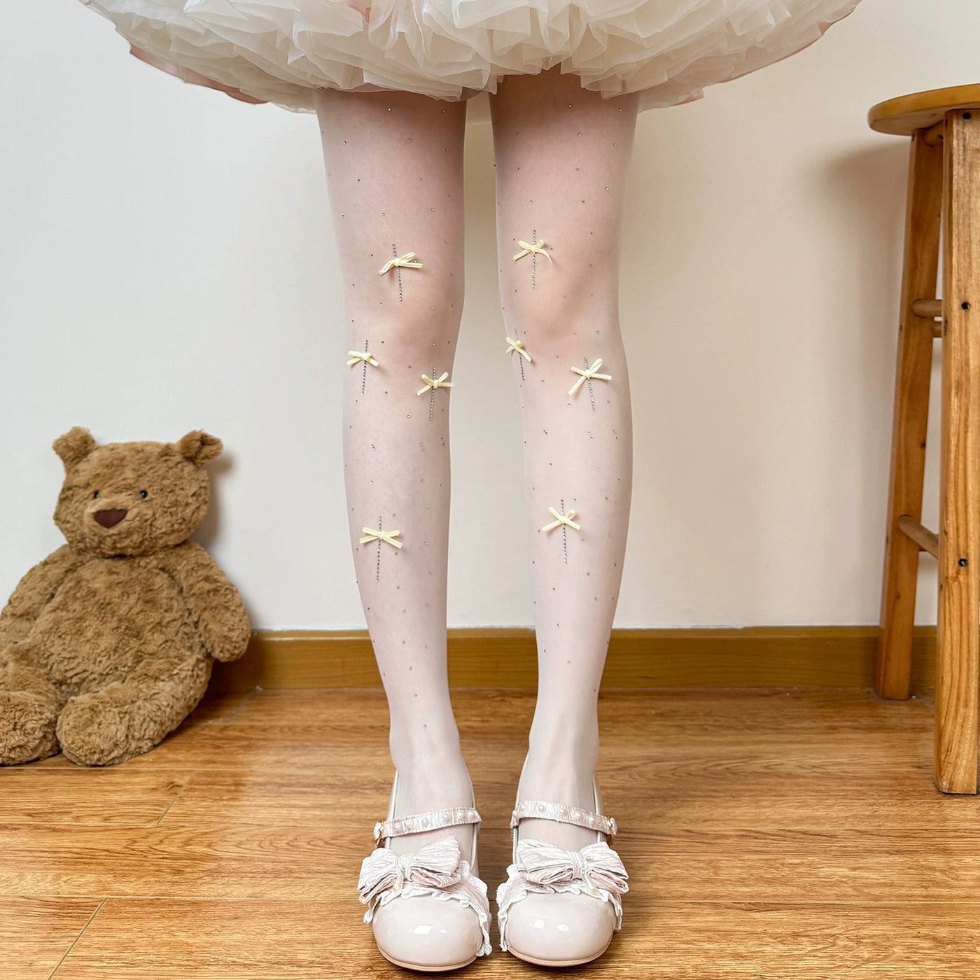 Chubby Bear Tales - Ballet Bow Collection - Tights with Decorative Bow and Motif Variations