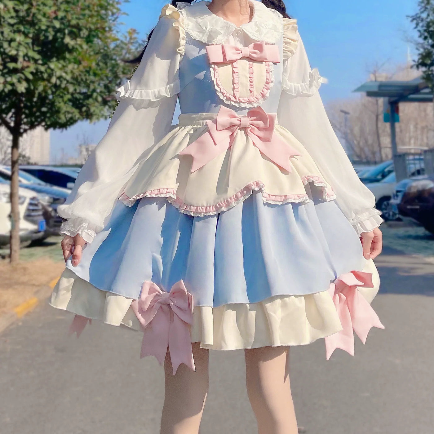 DMFS Lolita - Sweet Lolita Blouse Double-layered - Puff Sleeves Lolita Shirt Innerwear